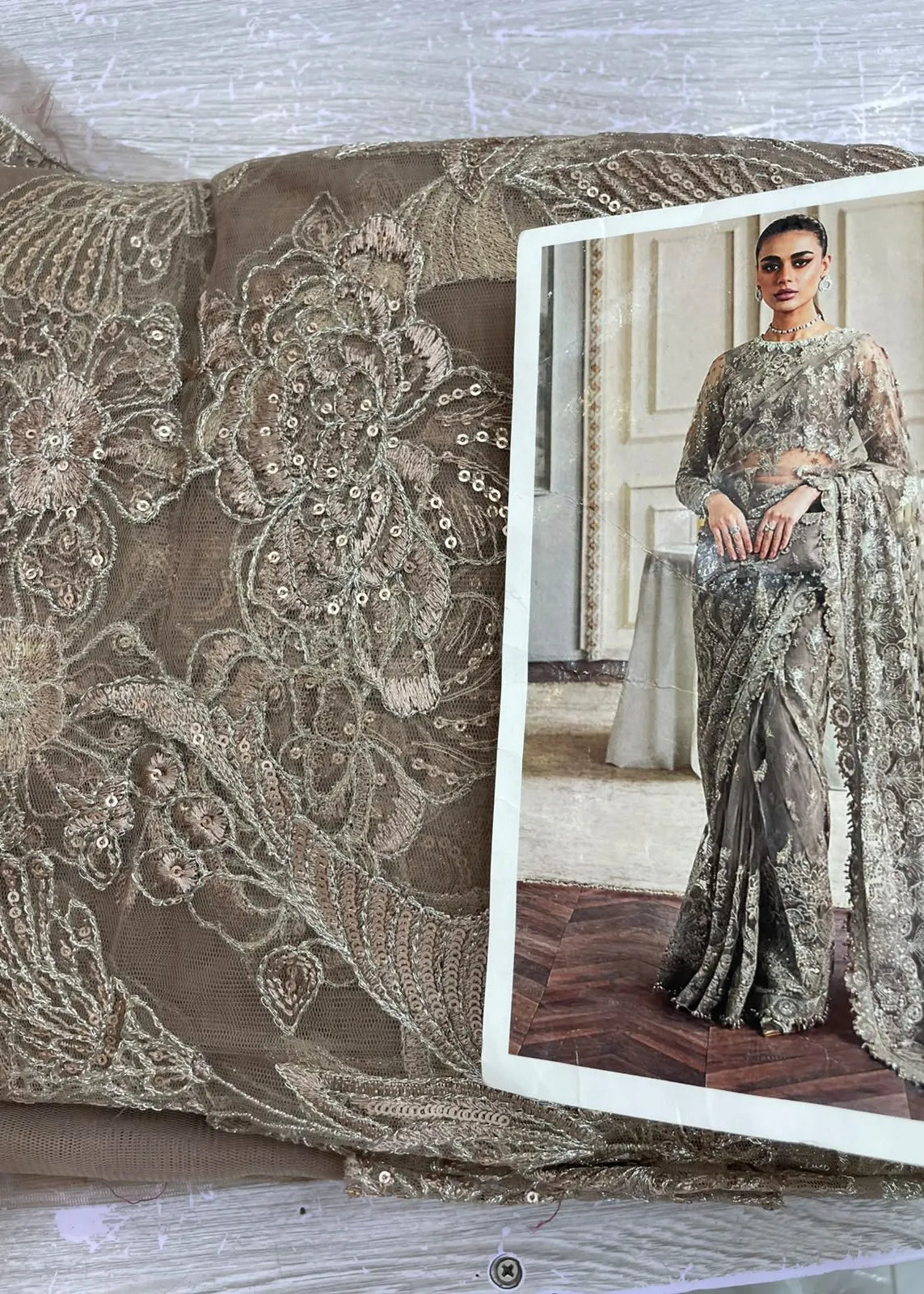 BAROQUE CHANTELLE EMBROIDERED LUXURY NET SAREE BQU-CH12-D06