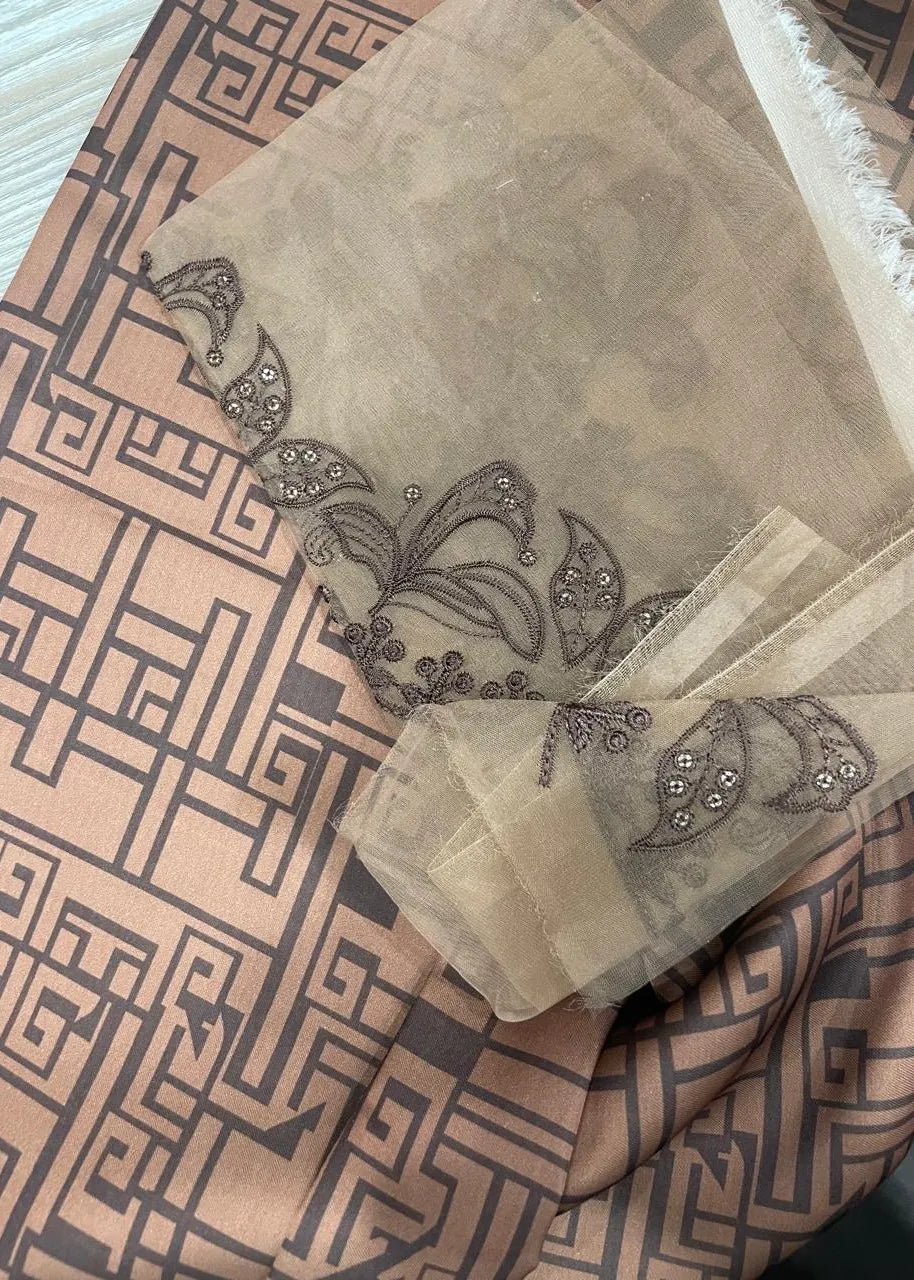 MARIA B SILK SUIT M PRINTS CAMBRIC