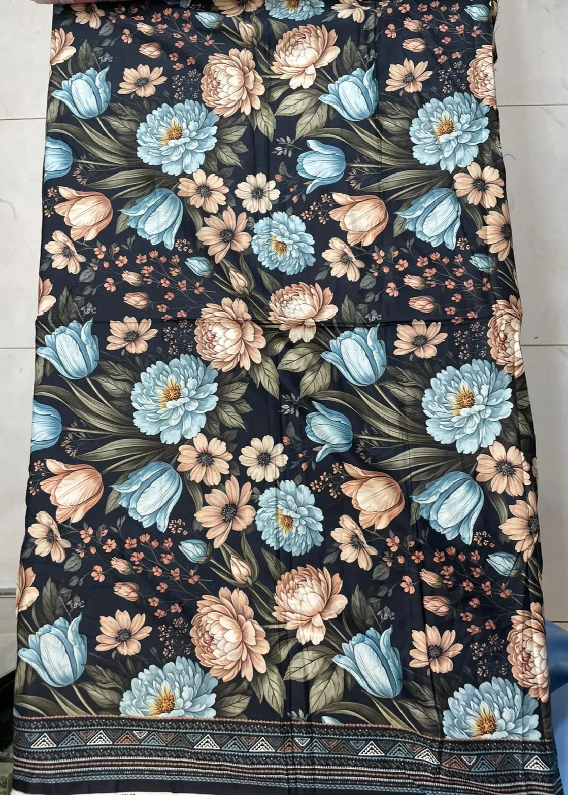 VISCOSE LINEN DIGITAL PRINTED SUIT 3 PIECE UNSTITCHED D-12