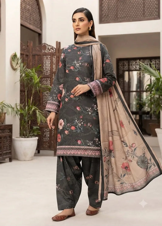 VISCOSE LINEN DIGITAL PRINTED SUIT 3 PIECE UNSTITCHED D-17