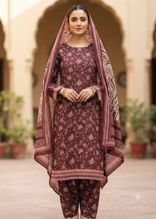 VISCOSE LINEN DIGITAL PRINTED SUIT 3 PIECE UNSTITCHED D-20