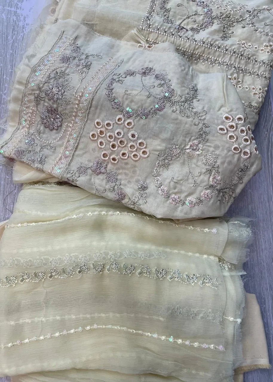 MADEMOISELLE BY NUREH EMBROIDERED SWISS VOIL SUIT UNSTITCHED 3 PIECE | ✅ 100% ORIGINAL