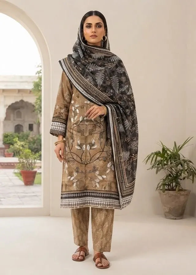 VISCOSE LINEN DIGITAL PRINTED SUIT 3 PIECE UNSTITCHED D-29