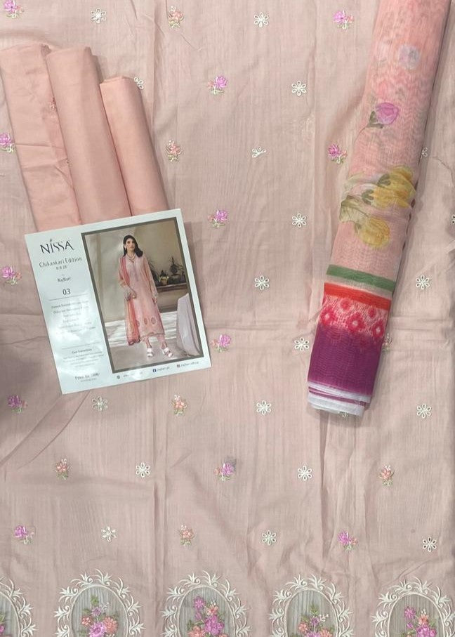 RAJBARI NISSA CHIKANKARI EDITION S/S 25' EMBROIDERED LAWN'25 D-03 | ✅ 100% Original