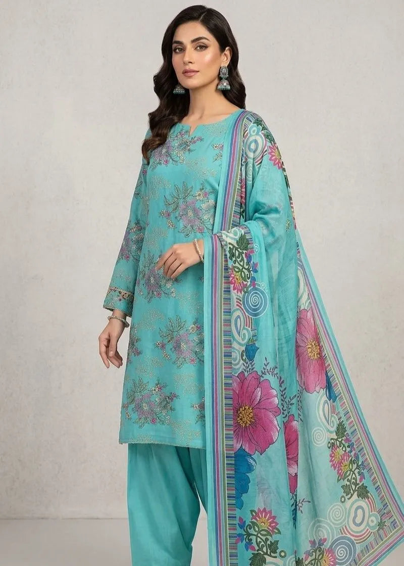 BAREEZE CHIKANKARI LAWN EMBROIDERED 3PC D-4 | ✅ 100% Original
