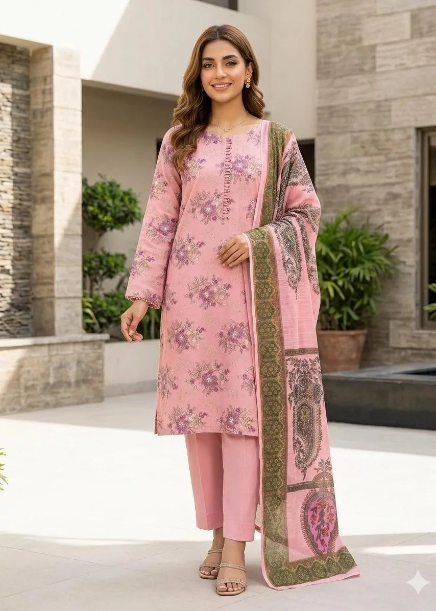 BAREEZE CHIKANKARI LAWN EMBROIDERED 3PC D-1 | ✅ 100% Original