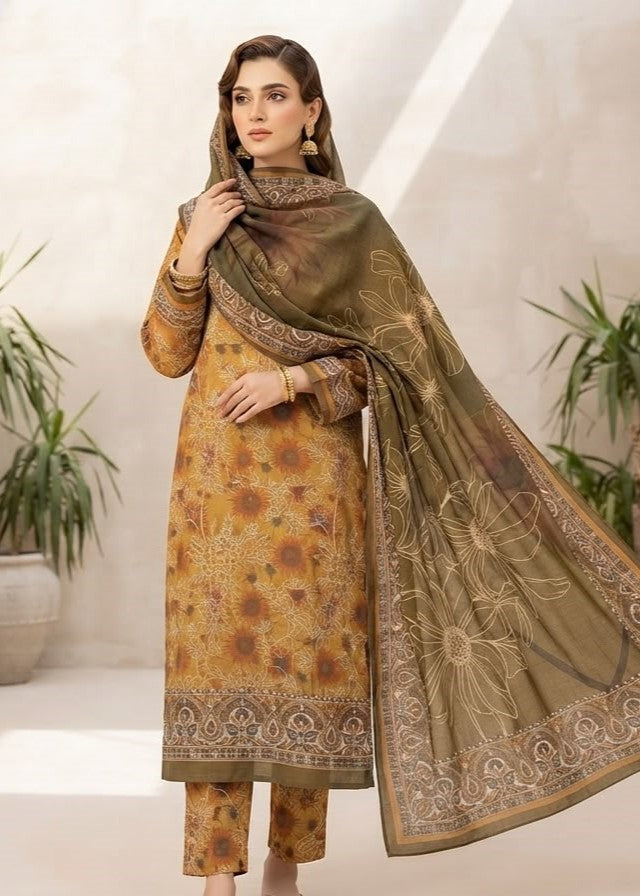 VISCOSE LINEN DIGITAL PRINTED SUIT 3 PIECE UNSTITCHED D-5