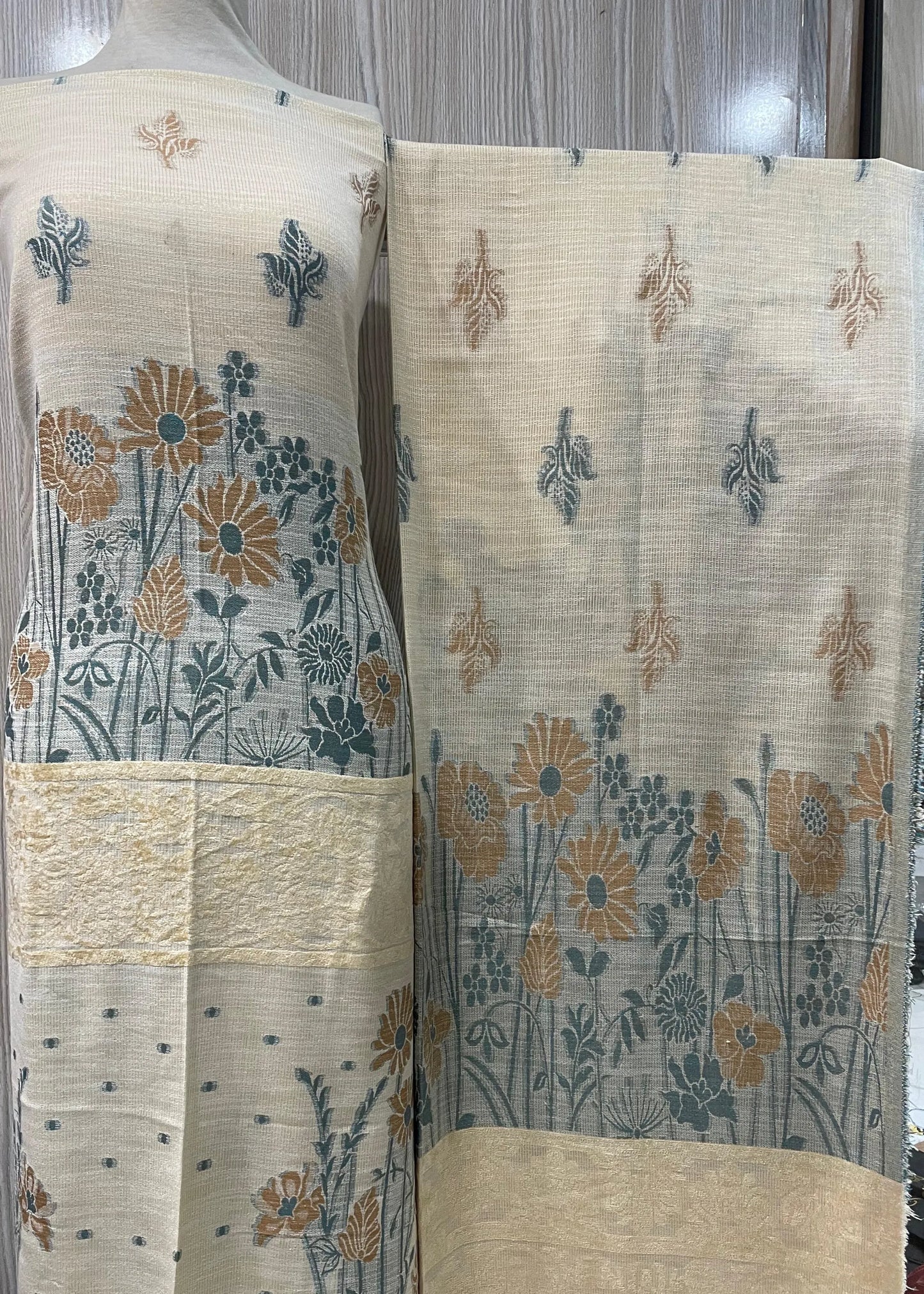 PERSIAN WOOL WINTER 3PC SUIT WITH PALACHI SHWAL (Beach Color)