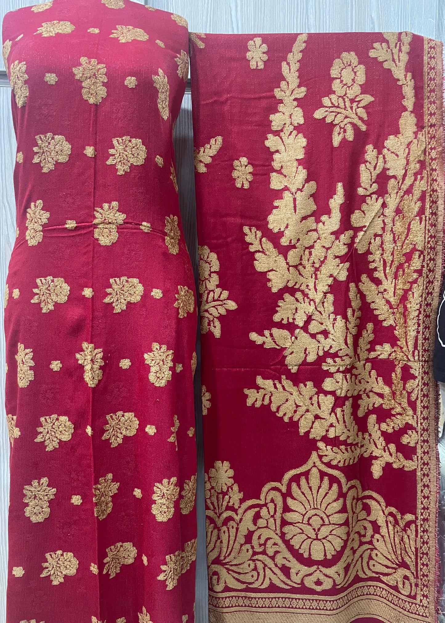 PERSIAN PALACHI WOOL WINTER 3PC SUIT WITH PALACHI SHWAL (Red) PLD-01