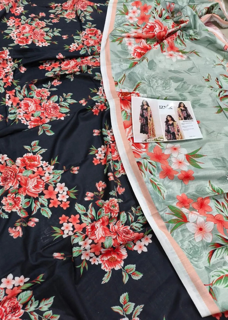 IZNIK KHADDAR DIGITAL PRINTED SUIT 3 PIECE UNSTITCHED D6