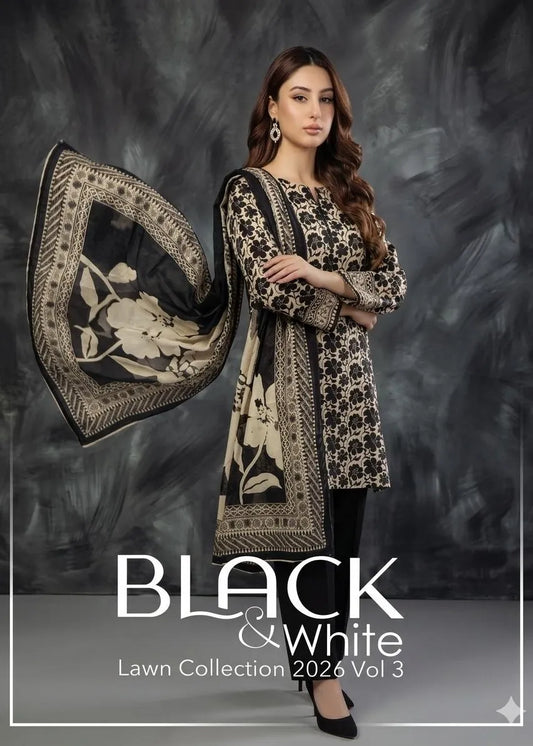 BLACK AND WHITE LAWN COLLECTION VOLUME 3 D-02