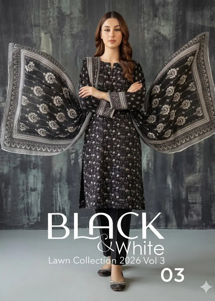 BLACK AND WHITE LAWN COLLECTION VOLUME 3 D-03