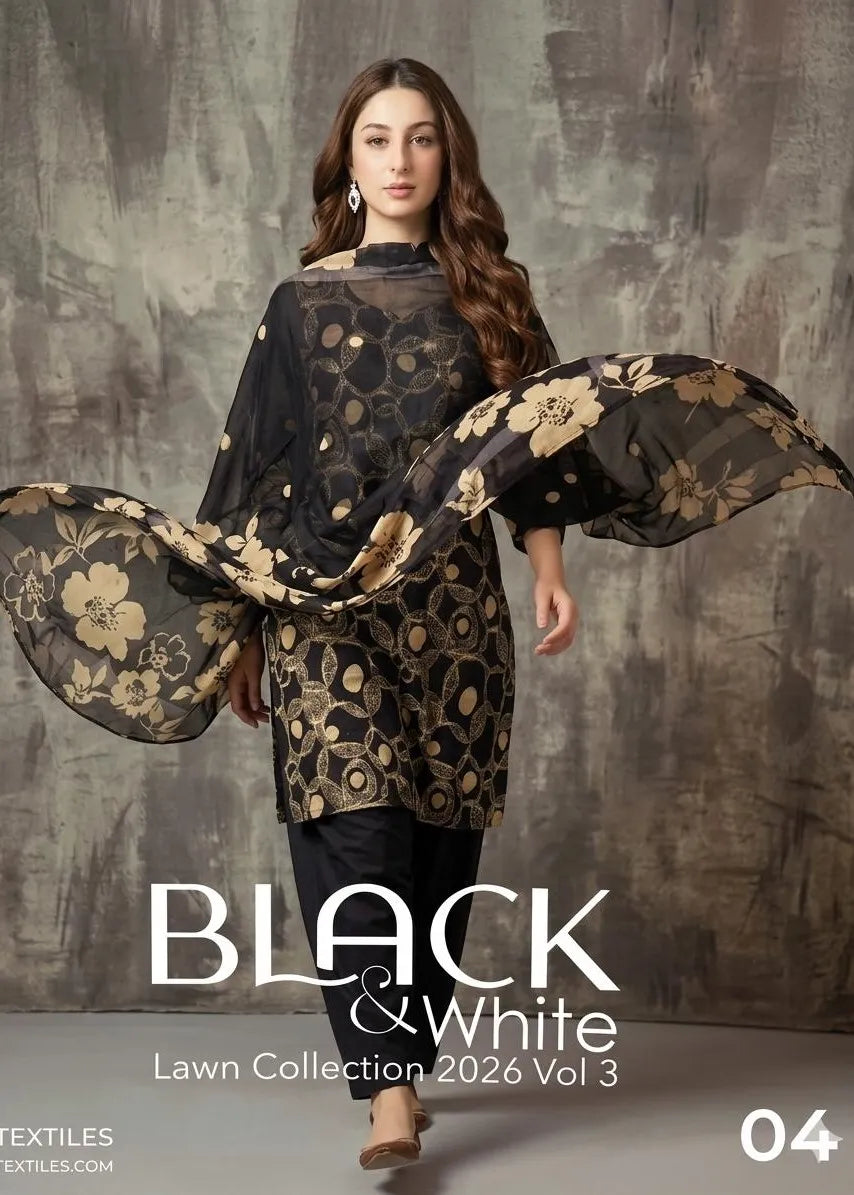 BLACK AND WHITE LAWN COLLECTION VOLUME 3 D-04