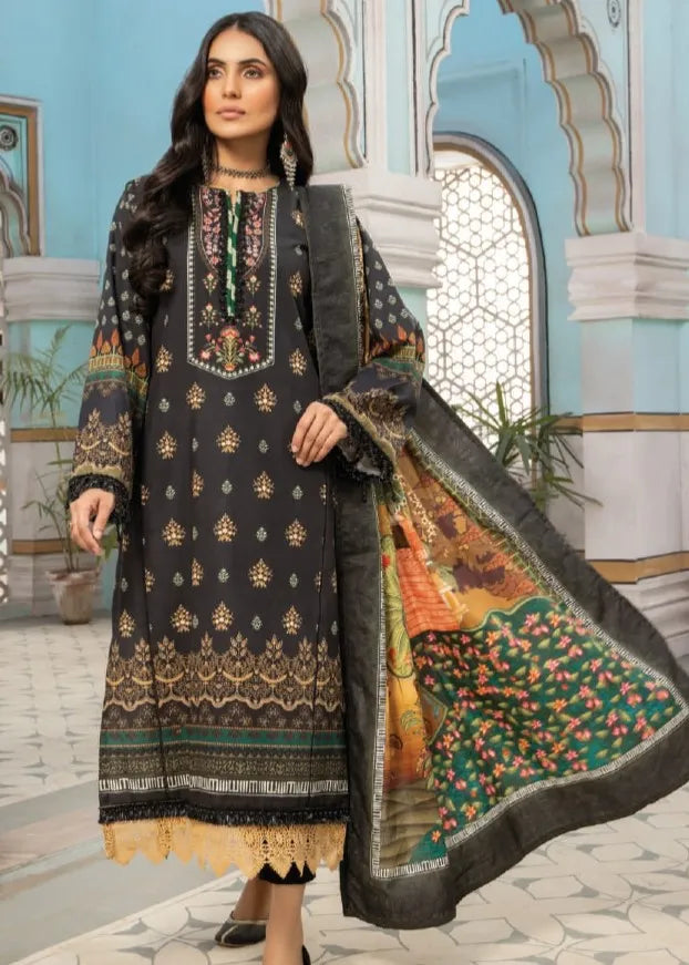 MAUSUMMERY KHADDAR DIGITAL PRINTED SUIT 3 PIECE UNSTITCHED ONYX