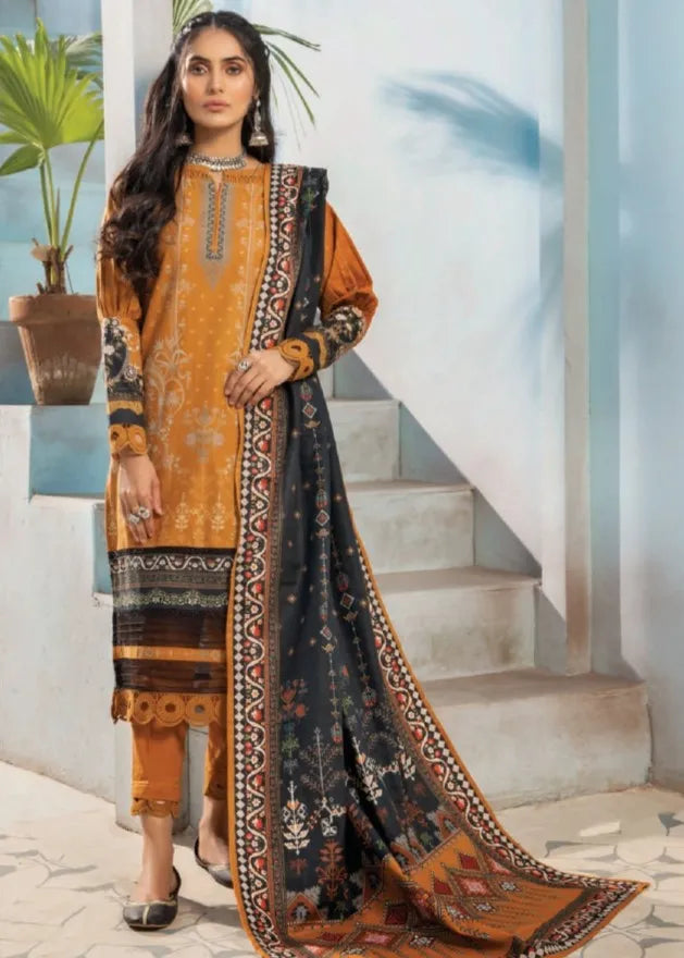 MAUSUMMERY KHADDAR DIGITAL PRINTED SUIT 3 PIECE UNSTITCHED DAFFODILS