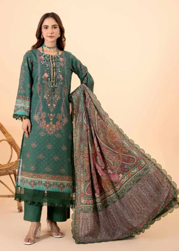 MAUSUMMERY KHADDAR DIGITAL PRINTED SUIT 3 PIECE UNSTITCHED CLOVER