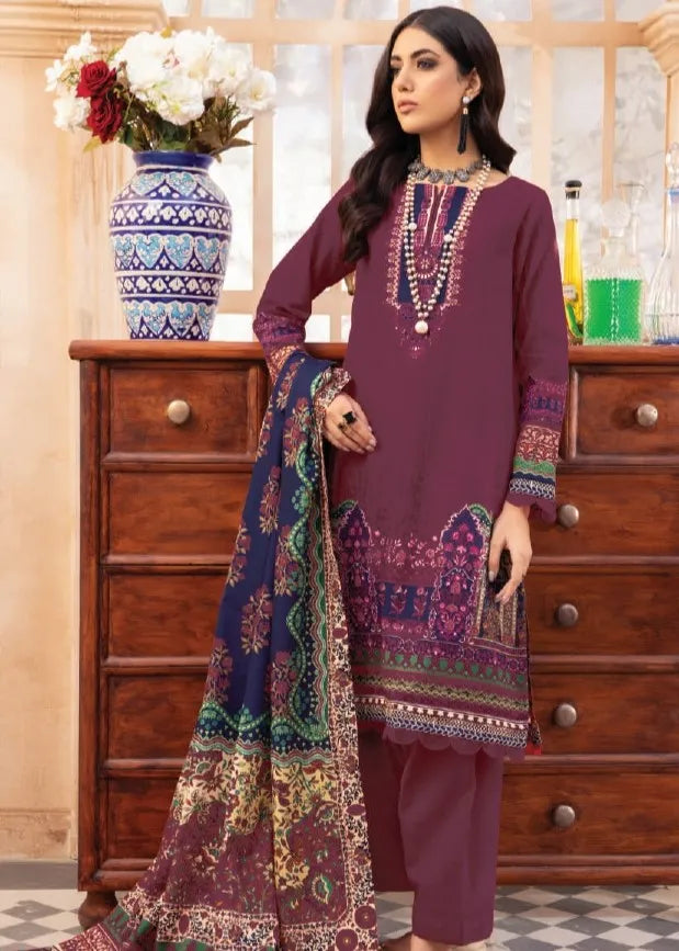 MAUSUMMERY KHADDAR DIGITAL PRINTED SUIT 3 PIECE UNSTITCHED CARNELIAN