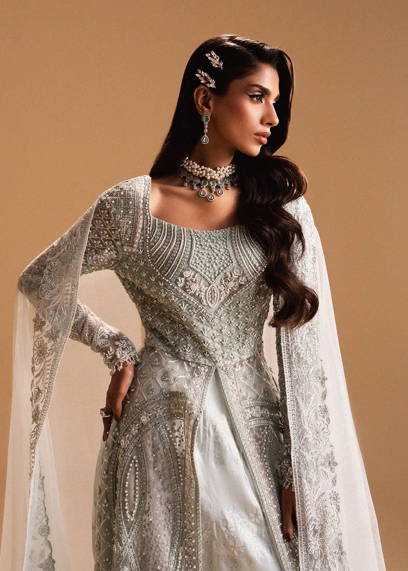 ZARIYA AFSANAY BAREEZE NET UNSTITCHED 3PC SUIT CELESTIAL VEIL - ZB50031