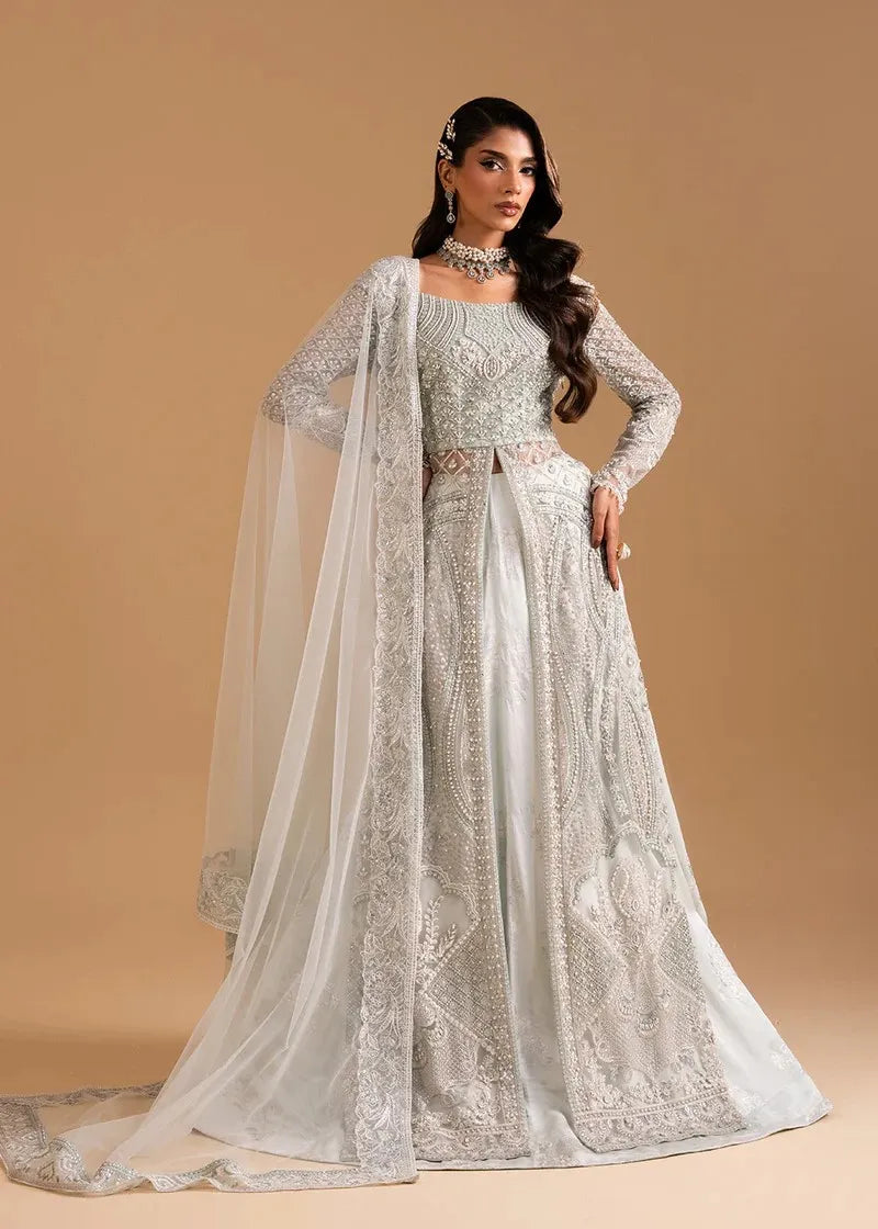 ZARIYA AFSANAY BAREEZE NET UNSTITCHED 3PC SUIT CELESTIAL VEIL - ZB50031