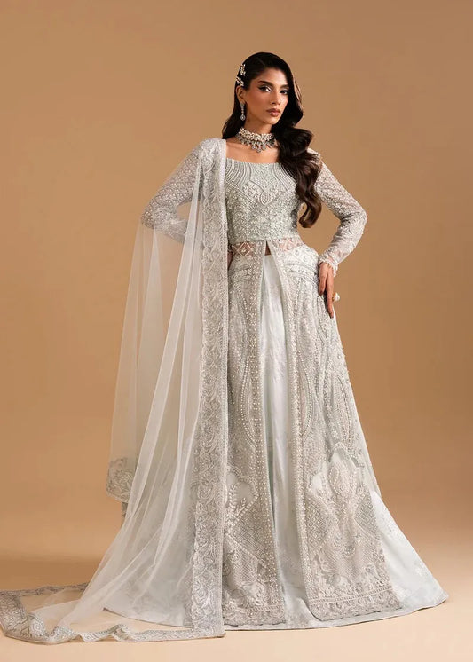 ZARIYA AFSANAY BAREEZE NET UNSTITCHED 3PC SUIT CELESTIAL VEIL - ZB50031